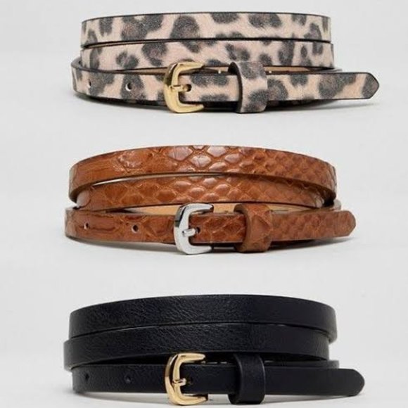 ASOS Accessories - Asos Women's Curve 3 Pack Waist And Hip Jeans Belt